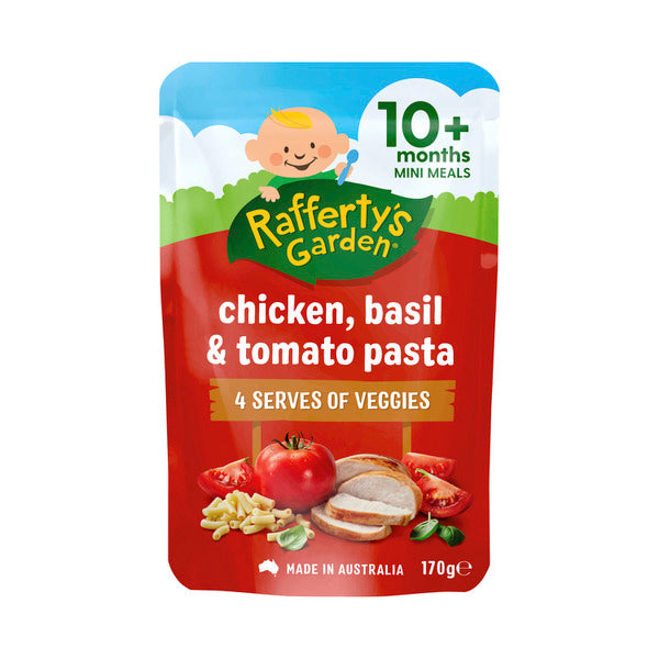 Rafferty's Garden Chicken Basil & Tomato Pasta Mini Meal Baby Food Pouch 10+ Months | 170g x 2 Pack