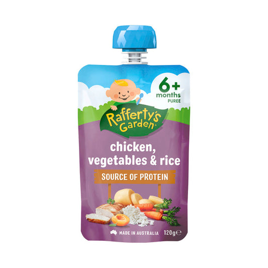 Rafferty's Garden Chicken Vegetables & Rice Baby Food Protein Pouch 6+ Months | 120g x 2 Pack