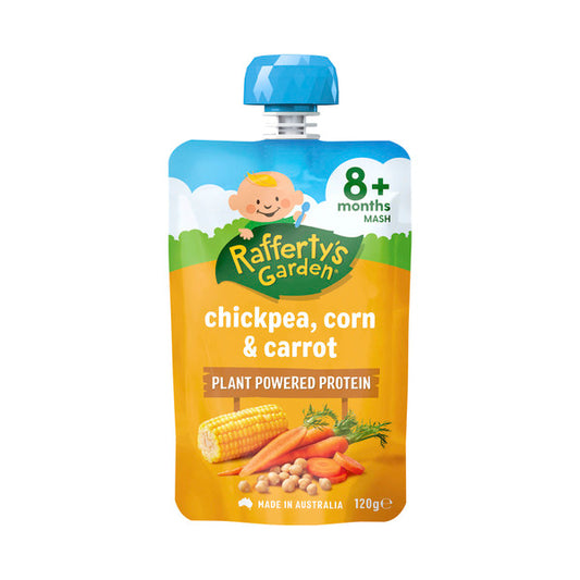 Rafferty's Garden Chickpea Corn & Carrot Baby Food Pouch 8+ Months | 120g x 2 Pack