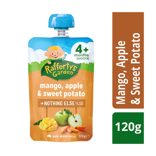 Rafferty's Garden Mango Apple & Sweet Potato Baby Food Puree Pouch 4+ Months | 120g x 2 Pack