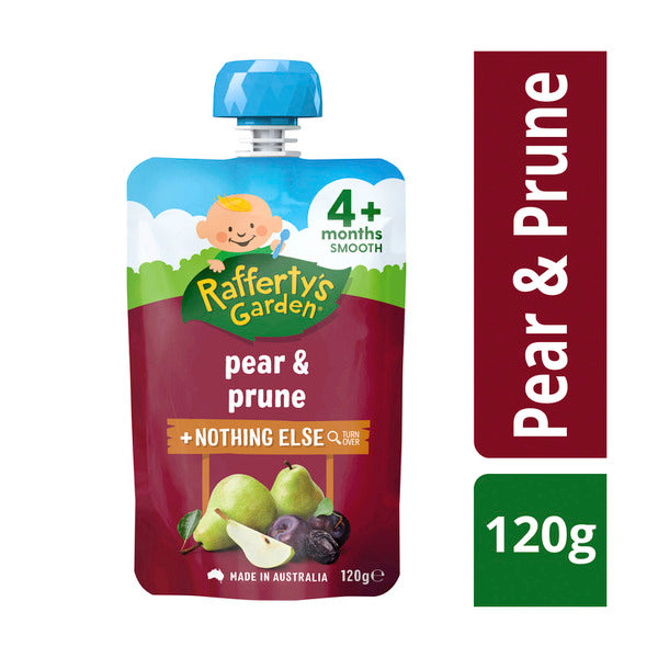 Rafferty's Garden Pear & Prune Puree and Nothing Else Baby Food Pouch 4+ Months | 120g x 2 Pack