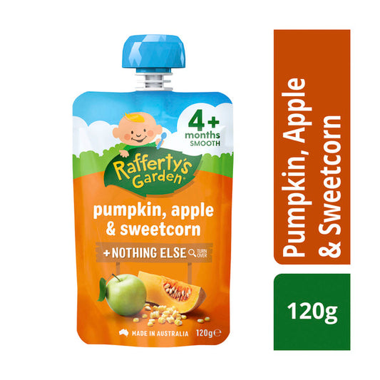 Rafferty's Garden Pumpkin Apple & Sweetcorn and Nothing Else Baby Food Puree Pouch 4+ Months | 120g x 2 Pack