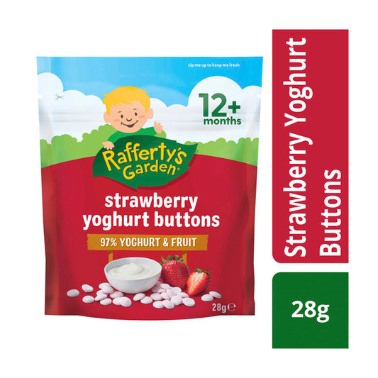 Rafferty's Garden Strawberry Yoghurt Buttons Baby Food Snacks 12+ Months | 28g x 2 Pack