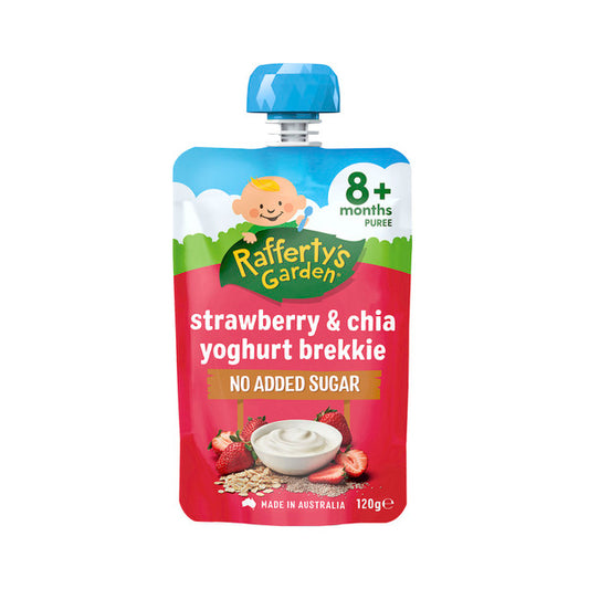 Rafferty's Garden Strawberry & Chia Yoghurt Brekkie No Added Sugar Baby Food Pouch 8+ Months | 120g x 2 Pack