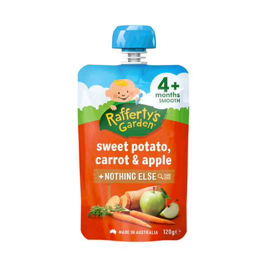 Rafferty's Garden Sweet Potato Carrot & Apple and Nothing Else Baby Food Puree Pouch 4+ Months | 120g x 2 Pack