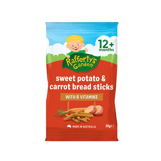 Rafferty's Garden Sweet Potato & Carrot Bread Sticks Baby Food Snacks 12+ Months | 30g x 2 Pack