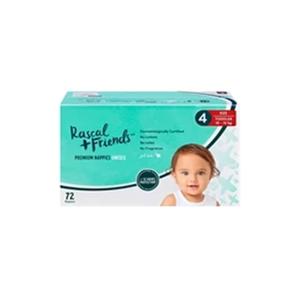 Rascal + Friends Nappies Size 4 Toddler Jumbo | 72 pack