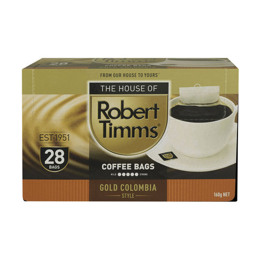 Robert Timms Gold Colombia Coffee Bags Strong 160g | 28 Pack