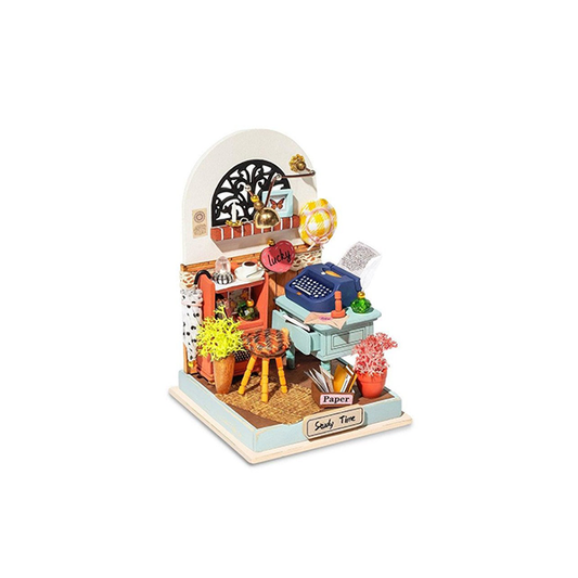 Robotime 3D DIY Wooden Puzzle Record Mood Study Room Miniature Dollhouse Kit DS017