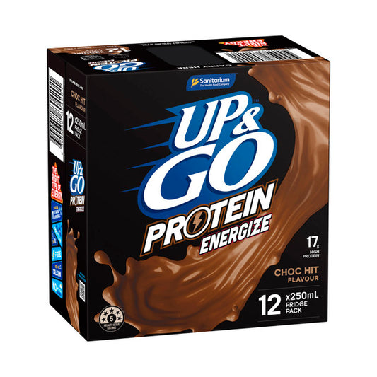 Sanitarium Up&Go Liquid Breakfast Protein Energize Choc Fridge Pack 12X250mL | 3L