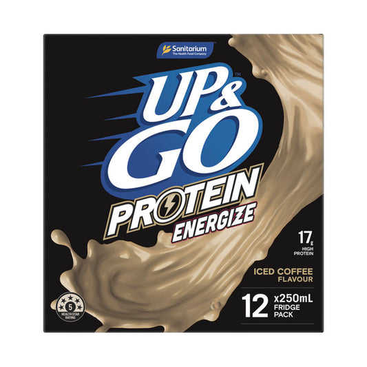 Sanitarium Up&Go Protein Energize Lqd Breakfast Coffee Fridge Pack 12X250Ml | 3L