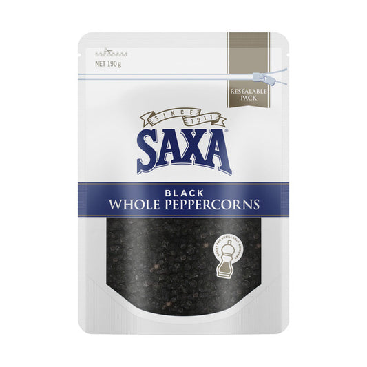 Saxa Black Whole Peppercorns | 190g