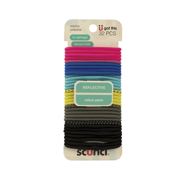 Scunci Active No Damage Reflective Elastics | 32 pack