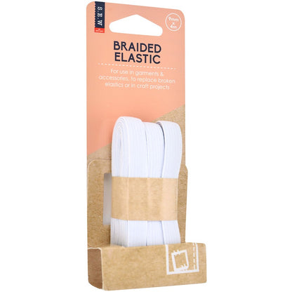 Sew Easy Braided Elastic 9mm x 4m - White