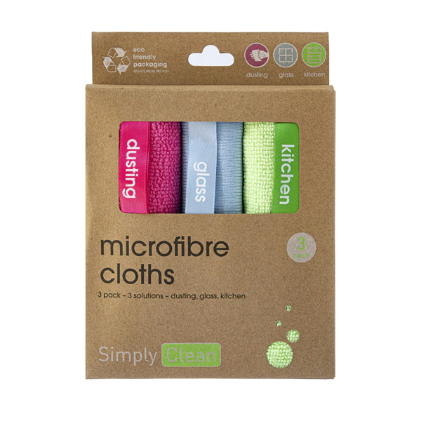 Simply Clean Labelled Microfibre Cloths | 3 pack