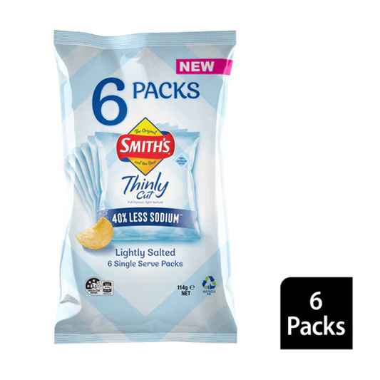 Smith's Thinly Cut Chips Lightly Salted 6 Pack | 114g