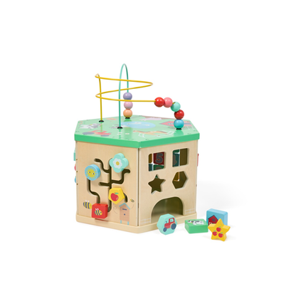 Somersault 7 Sided Wooden Activity Cube - Farm