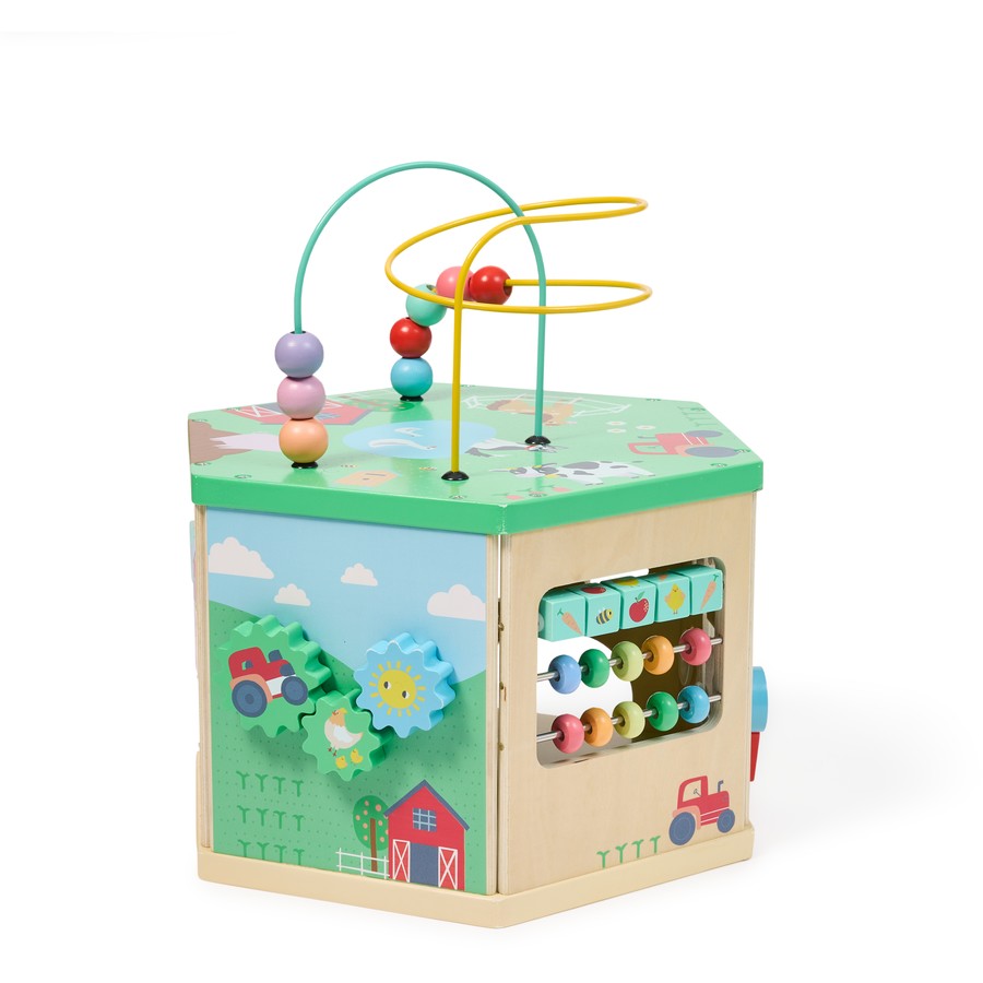 Somersault 7 Sided Wooden Activity Cube - Farm