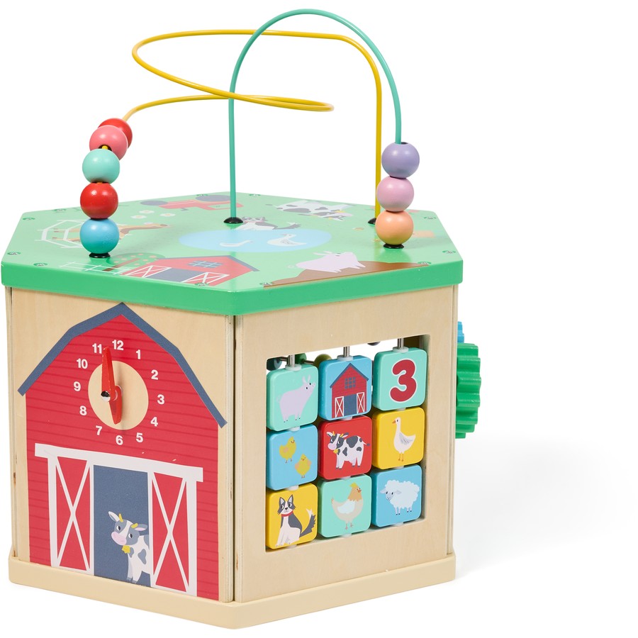 Somersault 7 Sided Wooden Activity Cube - Farm