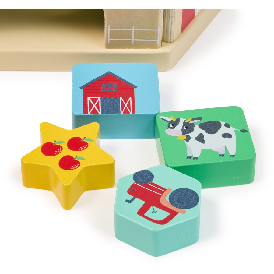 Somersault 7 Sided Wooden Activity Cube - Farm