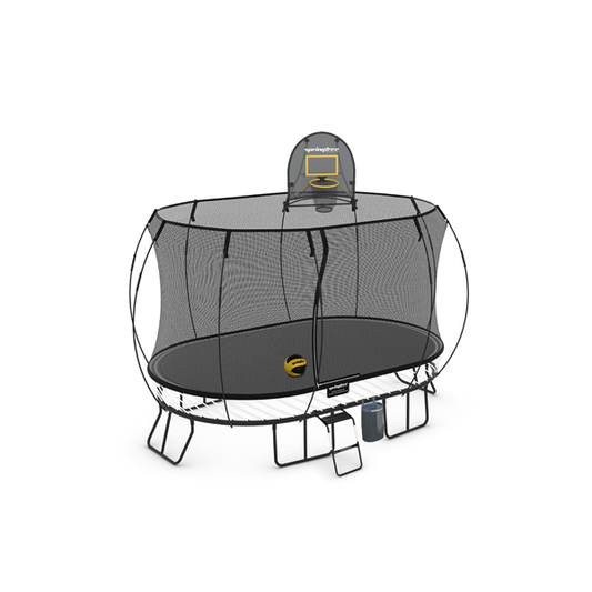 Springfree Large Oval Trampoline 2.4m x 4m Bundle - Hoop, Ladder, Storage Bag