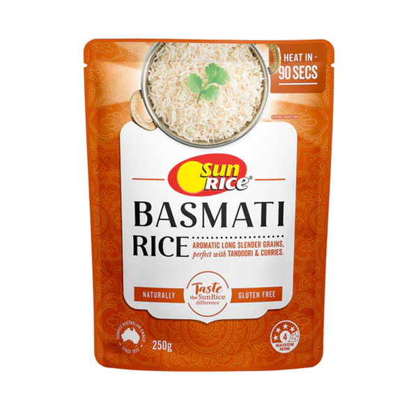 Sun Rice Basmati Sunrice 90 secs Steamed Basmati Rice | 250g – Shop & Dispatch