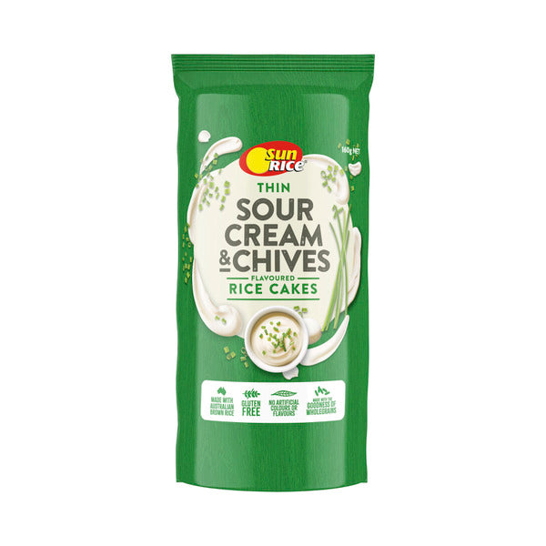Sunrice Flavoured Rice Cakes Sour Cream & Chives | 160g