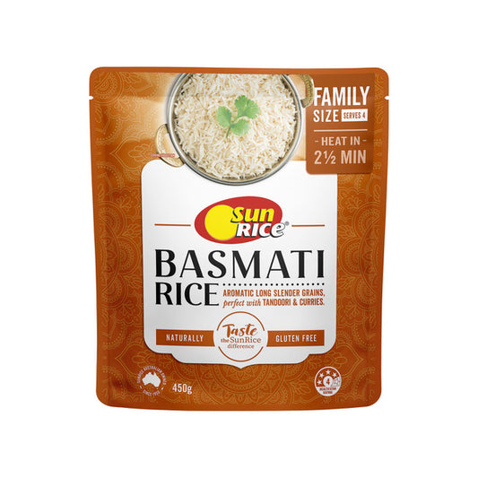 Sunrice Indian Aromatic Basmati Family Pack Microwavable Rice | 450g