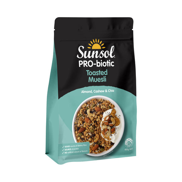 Sunsol PRO-biotic Toasted Muesli Almond Cashew & Chia | 400g