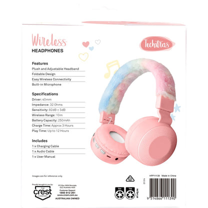 Techxtras Kids Volume Limited Wireless Headphones - Pink