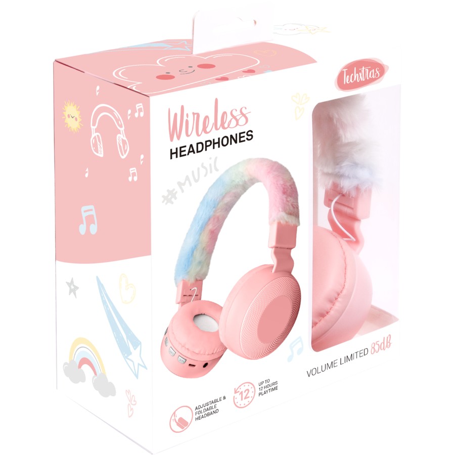 Techxtras Kids Volume Limited Wireless Headphones - Pink