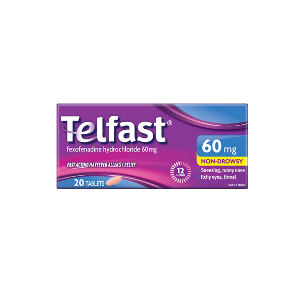 Telfast Allergy & Hayfever Relief 60mg 20 Tablets