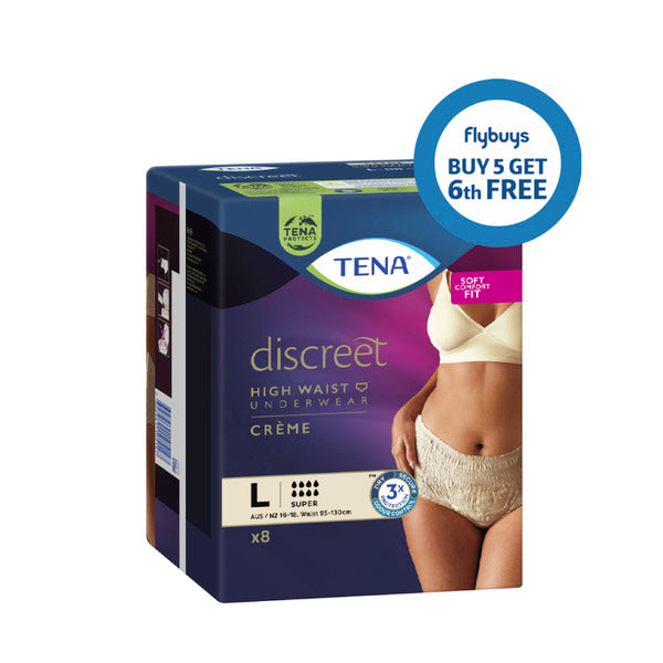 Tena Discreet Super Creme Incontinence Pants Large | 8 pack