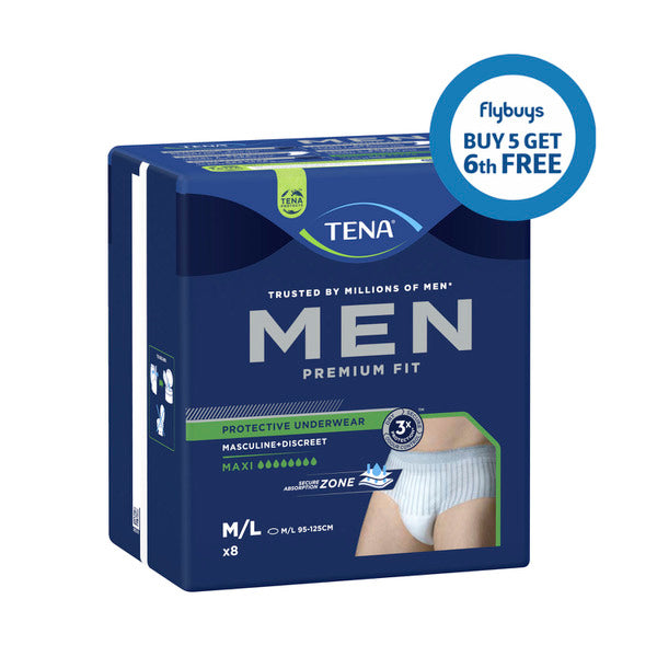 Tena For Men Large Level 4 Premium Fit Maxi Incontinence Pants | 8 pac ...