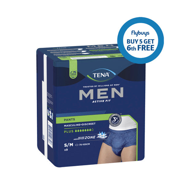 Tena Men Active Fit Plus Navy Small/Medium Incontinence Pants | 9 pack