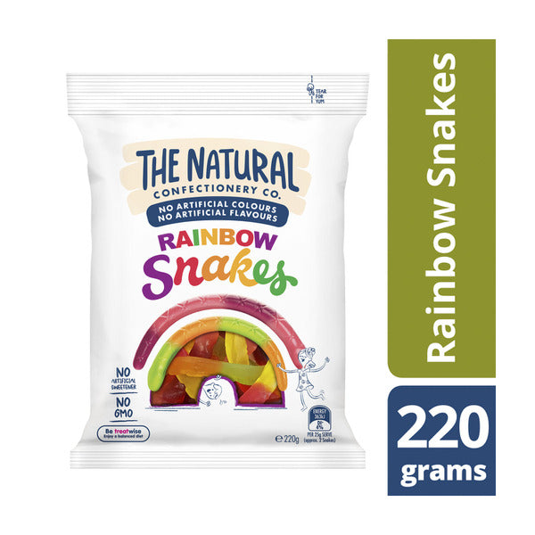 The Natural Confectionery Co. Rainbow Snakes Lollies | 220g