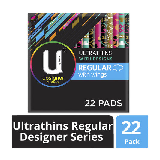 U by Kotex Designer Series Pads Regular With Wings | 22 pack