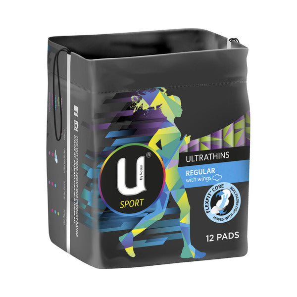 U by Kotex Sport Ultrathin Pads Regular With Wings | 12 pack