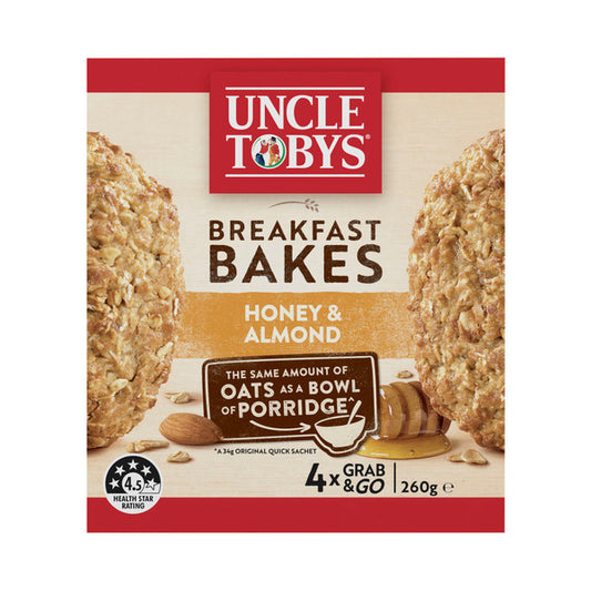 Uncle Tobys Breakfast Bakes Honey and Almond Oats 4 pack | 260g