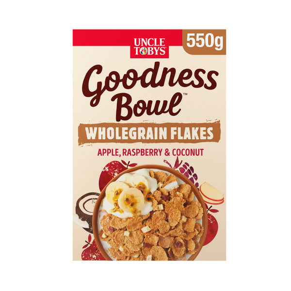 Uncle Tobys Goodness Bowl Wholegrain Flakes Apple Raspberry And Coconut | 550g