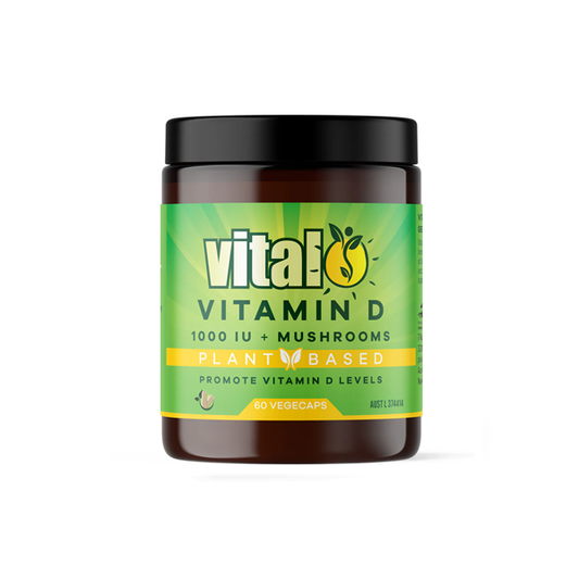 Vital Vitamin D 1000iu + Mushrooms Plant Based 60 Vegecaps
