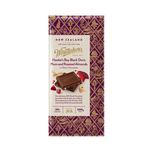 Whittaker's Hawke's Bay Black Doris Plum & Roasted Almonds Dark Chocolate | 100g