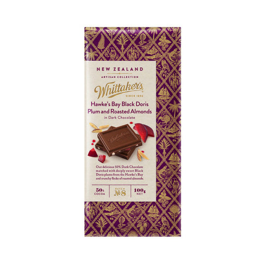 Whittaker's Hawke's Bay Black Doris Plum & Roasted Almonds Dark Chocolate | 100g