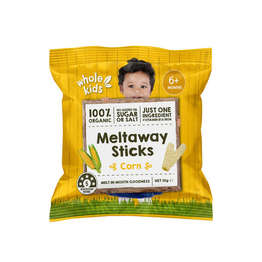 Whole Kids Organic Meltaway Sticks 100% Corn 6M+ | 10g x 2 Pack