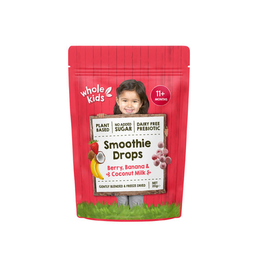 Whole Kids Organic Smoothie Drops Berry & Coconut Yoghurt 11M+ Reseal Bag | 20g x 2 Pack