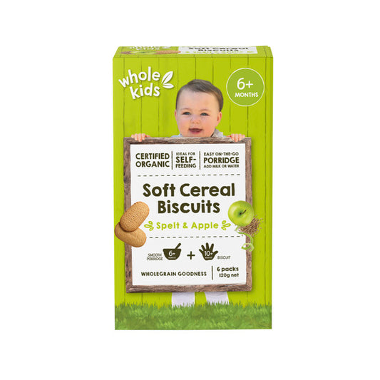 Whole Kids Organic Soft Cereal Biscuits Spelt & Apple 6M+ | 120g x 2 Pack