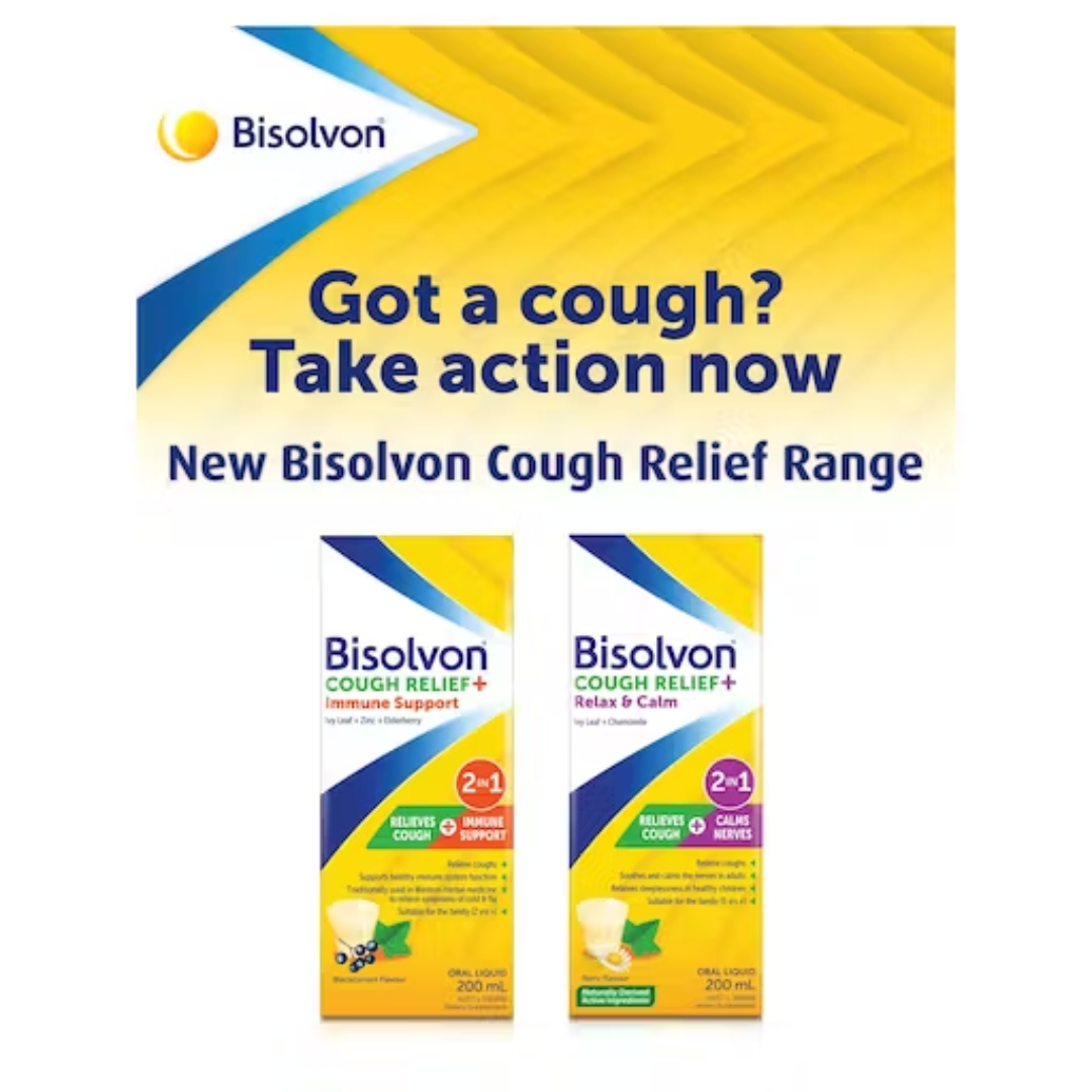Bisolvon Cough Relief + Immune Support Blackcurrant 200ml